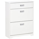 HOMCOM Modern Shoe Cabinet with 3 Drawers for 16 Pairs - White-Two flip drawers, a pull out drawer and a countertop provide large storage and display space  