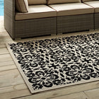 Modway Ariana Vintage Floral Trellis Indoor/Outdoor Area Rug - 5 ft W x 8 ft L - Black/Beige-Gripping Rubber Underside 