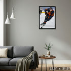 Leon Draisaitl Edmonton Oilers Skating with Puck - Framed Canvas - 22" x 31"-Ready to hang - arrives fully assembled