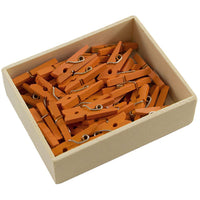 JAM Paper Wood Clip Clothes Pins - Small - 7/8" - Orange - 50 Pack-Colour: Orange 