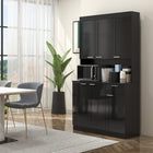 HOMCOM 71" H Kitchen Pantry Cabinet with Adjustable Shelf and Drawer - High Gloss Black-Multiple door cabinets with shelves to store dishes, pots and pans, dry goods or appliances 