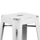Flash Furniture 30" High Backless Distressed Metal Indoor-Outdoor Barstool - White-Drain Hole in Seat