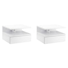 HOMCOM Floating Nightstand with Drawer and Open Shelf - White - Set of 2-Two nightstands in every set