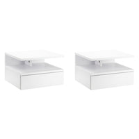 HOMCOM Floating Nightstand with Drawer and Open Shelf - White - Set of 2-Two nightstands in every set