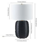 Hudson&Canal Turbida 24" Tall Table Lamp with Fabric Shade - Matte Black/Brass/White-Product Dimensions: 15" L x 15" W x 24" H