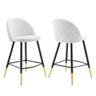 Modway Cordial Performance Velvet Counter Stools - White - Set of 2-Retro Modern Counter Stools