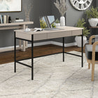 Hudson&Canal Nolan 48" Writing Desk - Alder White-Crafted from sturdy steel and durable MDF and PVC materials in a black finish