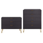 Manhattan Comfort DUMBO Modern Dresser Set and 5-Drawer Tall Dresser Set - Black-Modern-Contemporary with a taste of Glam Bedroom Dresser Set. Includes 1 Standard Dresser and 1 Tall Dresser.