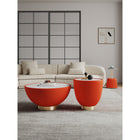 Manhattan Comfort Anderson Modern Leatherette Upholstered Coffee Table and End Tables - Orange - Set of 3-Coffee Table and End Table Feature Beautiful Ceramic Marble Table Top