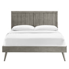 Modway Alana Wood Full Platform Bed with Splayed Legs - Grey-Rubberwood Legs