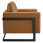 Modway Posse Vegan Leather Accent Chair - Black Tan-Matte Black Stainless Steel Frame