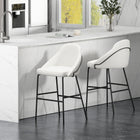 Manhattan Comfort Gracie 22" Modern Leatherette Upholstered Barstool - White and Black - 2 Pack-Frame and Legs Features Choice of Fully Welded Black Steel or Gold Stainless Steel