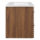 Modway Render 30" Wall-Mount Bathroom Vanity - Walnut/White-Full-Extension Drawers