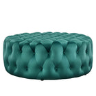 Modway Amour Tufted Button Large Round Performance Velvet Ottoman - Teal-Ottoman Weight Capacity: 330 lbs