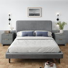 Manhattan Comfort Granville 18.11" Modern 2-Drawer Nightstand 2-Piece Set - Light Grey-Includes 2 Full Extension Drawers with Top Drawer Designed in Vertical Textured Ribbed Lines Made from Solid Wood