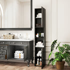 Kleankin High Gloss Bathroom Cabinet with Door and Shelves - Black-High glossy design adds a stylish colour to your home