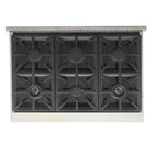 Kucht 36" KFX-X Series Pro Style Natural Gas Range - Stainless Steel/Light Blue-Heavy duty cast iron grates allow moving cookware across burners without lifting