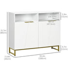 HOMCOM 39.4" L Buffet Cabinet - White-Solid steel legs with adjustable foot pads ensure great stability