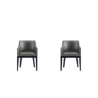 Manhattan Comfort Gansevoort 22.5" Modern Faux Leather Upholstered Dining Armchair - Pebble Grey - Set of 2-Modern Dining Armchair for Dining Room and Task Use. Set of 2