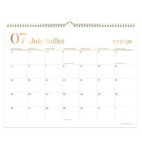 Cambridge 2026-2027 WorkStyle Monthly Wall Calendar - 11-7/8" H x 14-7/8" W - Bilingual-12 months from July 2026 - June 2027