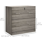Vinsetto 2-Drawer Lateral Filing Cabinet with Lock - Grey-Metal handles, easy to open and close