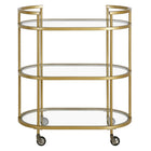 Hudson&Canal Leif 30"W Oval Bar Cart - Brass-Four wheels let you bring the party anywhere