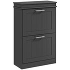 HOMCOM Narrow Shoe Cabinet with Flip Drawers & Adjustable Shelf for Entryway - Black-Modern shoe cabinet matches the home furniture of most styles