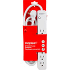 Staples Tech 600J 6 Outlet Surge Protector - 5' Cable - White-Includes 6 outlets to conveniently power multiple devices from one location