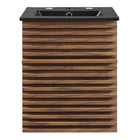Modway Render 18" Wall-Mount Bathroom Vanity - Walnut/Black-Ceramic Sink Basin