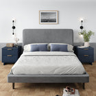 Manhattan Comfort Granville 18.11" Modern 2-Drawer Nightstand 2-Piece Set - Midnight Blue-Includes 2 Full Extension Drawers with Top Drawer Designed in Vertical Textured Ribbed Lines Made from Solid Wood
