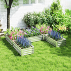 Outsunny 5-Section Metal Raised Garden Bed - 96.5" L x 95" W x 12" H - Silver-Built to last with solid steel 