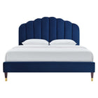 Modway Daisy Performance Velvet Queen Platform Bed - Navy-Performance Velvet Upholstery