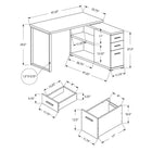 Monarch Specialties 7133 Computer Desk - White Left Or Right Facing Corner-Durably designed for daily use with an easy to clean top in a chic white laminate finished on all sides, and a grey metal base with floor protectors included, creating a functional workspace for a laptop, studying, or writing.