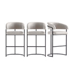 Manhattan Comfort Augusta 22.8" Modern Leatherette Upholstered Barstool - Light Grey - 3 Pack-Modern Barstool with Backrest Perfect for Bar and Kitchen Use