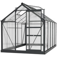 Outsunny Polycarbonate Walk-In Greenhouse Kit - 6' x 10' x 6.6' - Solid aluminium alloy and greenhouse PC board offer stable structure support
 