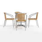 Flash Furniture 23.5'' Round Aluminum Indoor-Outdoor Table with 4 Beige Rattan Chairs (TLH-ALUM-24RD-020BGECHR4-GG)-ANSI BIFMA Certified