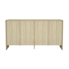 Manhattan Comfort Novara 60" Contemporary 4-Door Sideboard - Whitewashed Oak-Handle-free doors create a sleek, streamlined look