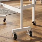 HOMCOM 47.2" Lockable Wheel Mobile Drop Leaf Folding Dining Table for 2-4 - White-Material: Particle Board, Steel