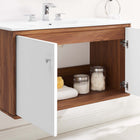 Modway Transmit 36" Wall-Mount Bathroom Vanity - Walnut/White-Particleboard and Walnut Grain Veneer