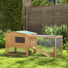 PawHut 62.25" L Wooden Rabbit Hutch with Run - Orange-Featuring upper living space and detachable running area in the lower level 