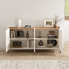 Manhattan Comfort Abbey 66.9" Modern Sideboard - Maple and Off White-Sleek, Handle-Free Doors for a Clean, Uncluttered Look