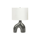 Monarch Specialties 25" H Contemporary Table Lamp - Dark Grey Ceramic / Ivory / Cream Shade-A contemporary and stylish 25"H table lamp featuring a unique two-leg shape dark grey ceramic base, topped with a classic ivory fabric shade and a round silver metal finial