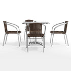 Flash Furniture 31.5'' Square Aluminum Indoor/Outdoor Table with 4 Rattan Chairs (TLH32SQ020CHR4)-Assembly required