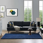 Modway Enyssa Solid Shag Area Rug - 5 ft W x 8 ft L - Navy-Gripping Jute Fabric Underside 