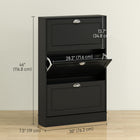 HOMCOM Narrow Shoe Cabinet with 3 Flip Drawers for Entryway - Black-Anti-tipping design for stability