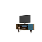 Manhattan Comfort Liberty MDP and MDF 53.14"W TV Stand, Rustic Brown and Aqua Blue (200AMC93)-Free Standing TV Stand for Living Room and Bedroom use.
