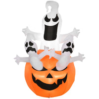 HOMCOM 6' Inflatable Pumpkin Jack-O-Lantern Ghosts Halloween Decoration-The jack-o-lantern and ghosts bring a cohesive Halloween display together 