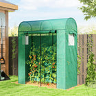Outsunny Mini Greenhouse with Roll-up Door & Mesh Windows - 6' x 2' x 6.6' - Green- Guy ropes and ground stakes offer enhanced stability
 