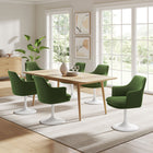 Modway Lippa Swivel Dining Performance Velvet Armchair - White Moss Green-Slightly Reclined Back