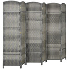 HOMCOM 6 Panel Hand-Woven Freestanding Room Divider for Home Office Bedroom - Mixed Grey-6-panel folding design with 15 metal hinges allows for easy storage 
